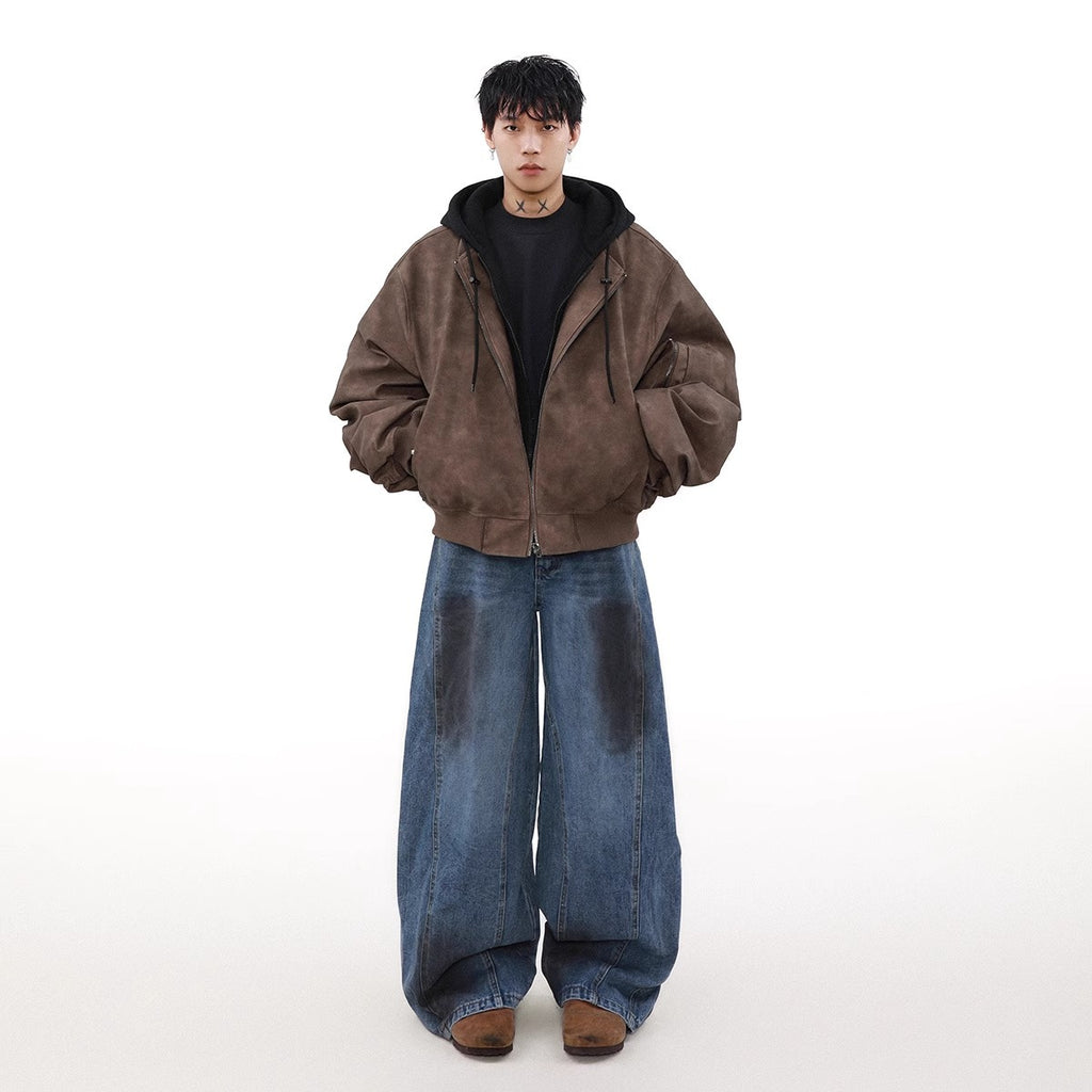 Loose Casual Hooded Coat Idle Style False Two-piece Jackets